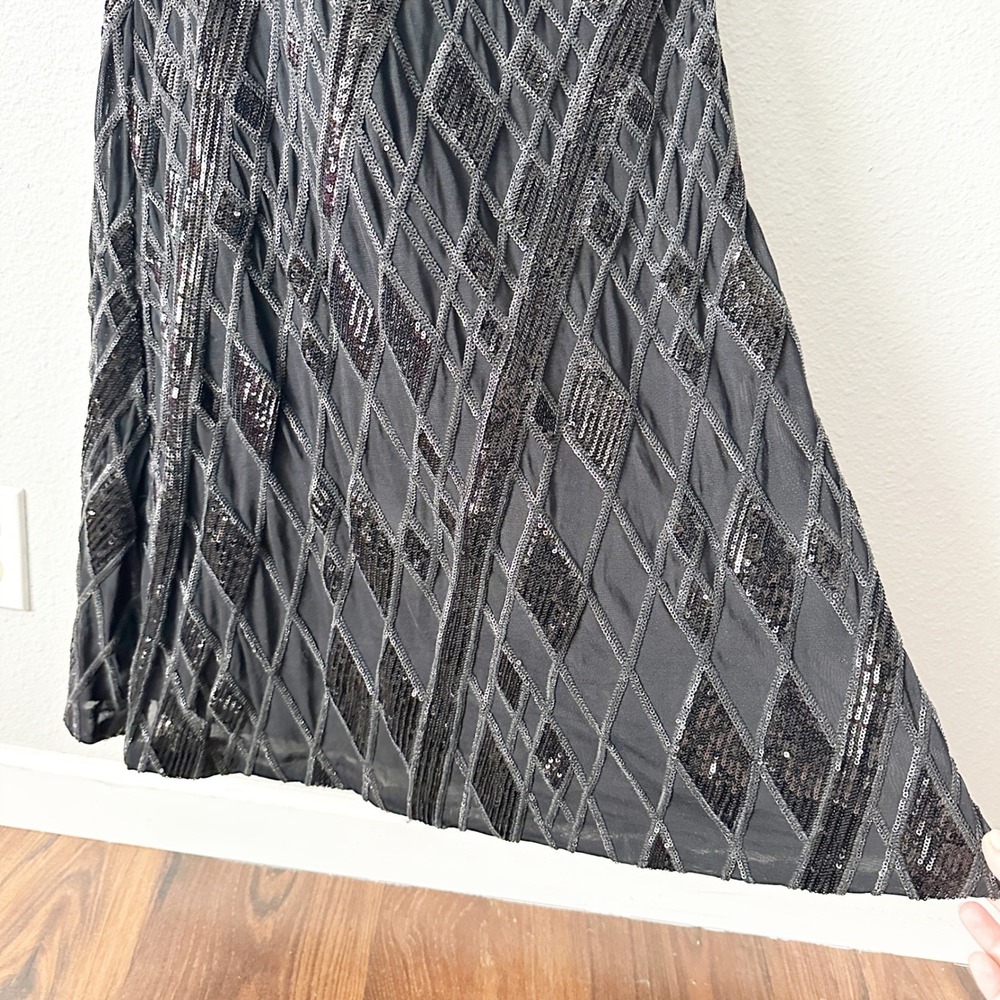 AQUA Sequin Argyle Halter Neck Floor‎ Length Trumpet Mermaid Gown Dress Size 2 - Picture 5 of 14